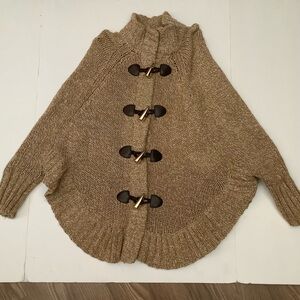 Michael Kors Brown Knit Poncho with Toggle Accents